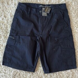 100% Cotton, Eddie Bauer, Black Cargo Shorts, Men Size 34 New